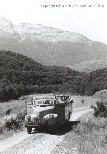 <p>Trampers being taken to the start of the Routeburn track in Harry Bryants bus.</p>